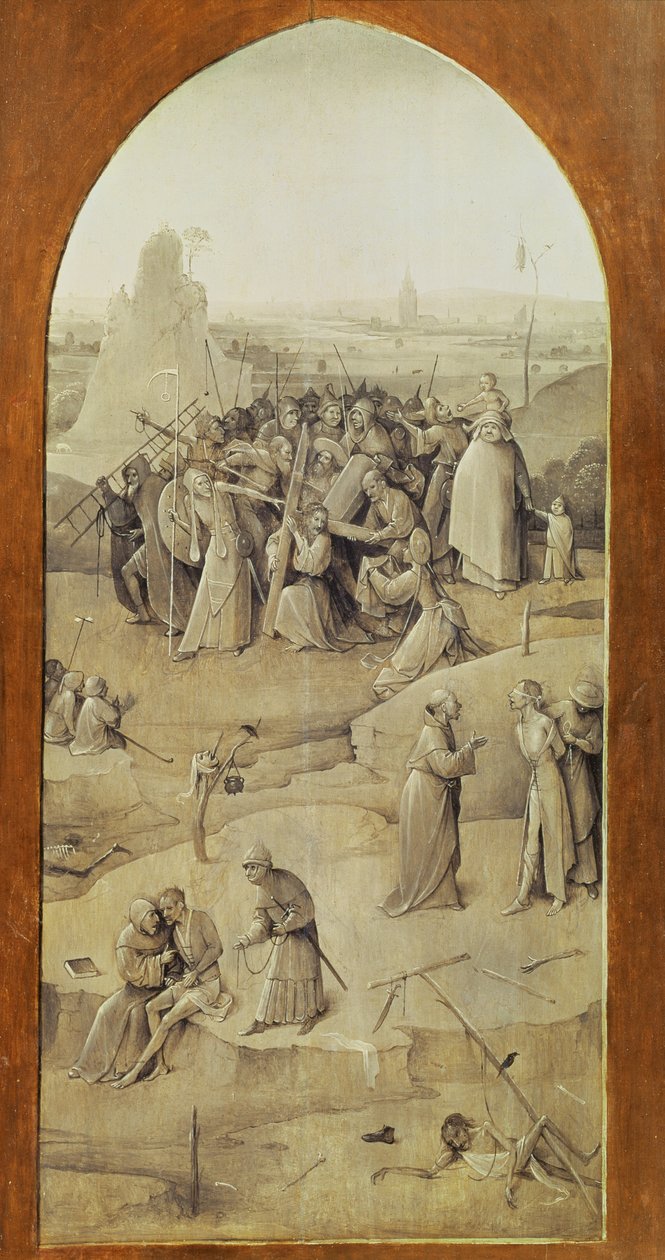 Christ sur le chemin du Calvaire, du triptyque de la Tentation de Saint Antoine (extérieur du panneau droit) - Hieronymus Bosch
