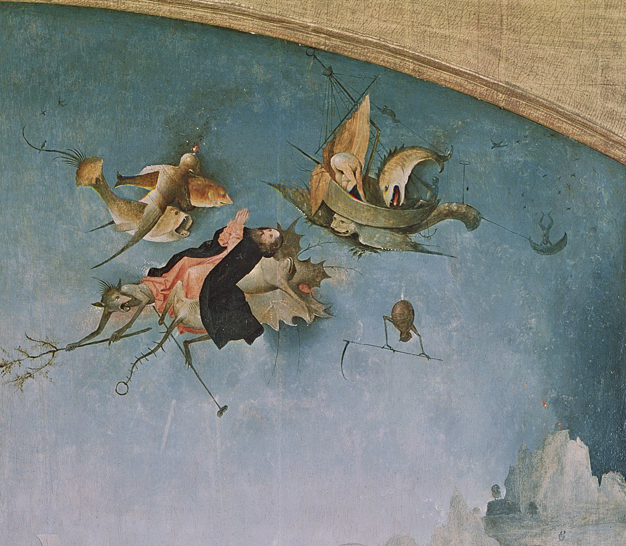 Panneau de gauche du Triptyque de la Tentation de Saint Antoine (détail) - Hieronymus Bosch