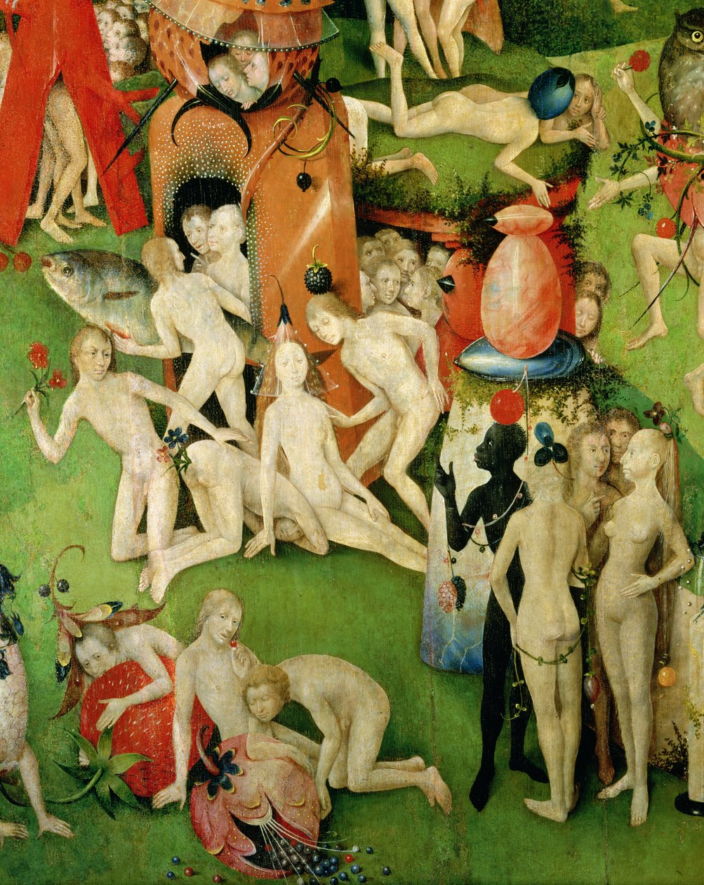 Le Jardin des Délices Terrestres : Allégorie du Luxe, panneau central du triptyque, vers 1500 (détail) - Hieronymus Bosch