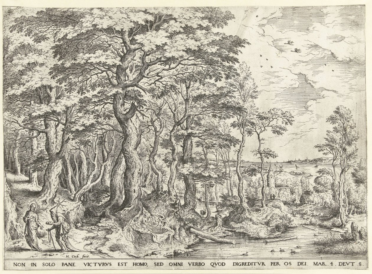 Paysage avec la tentation du Christ - Hieronymus Cock