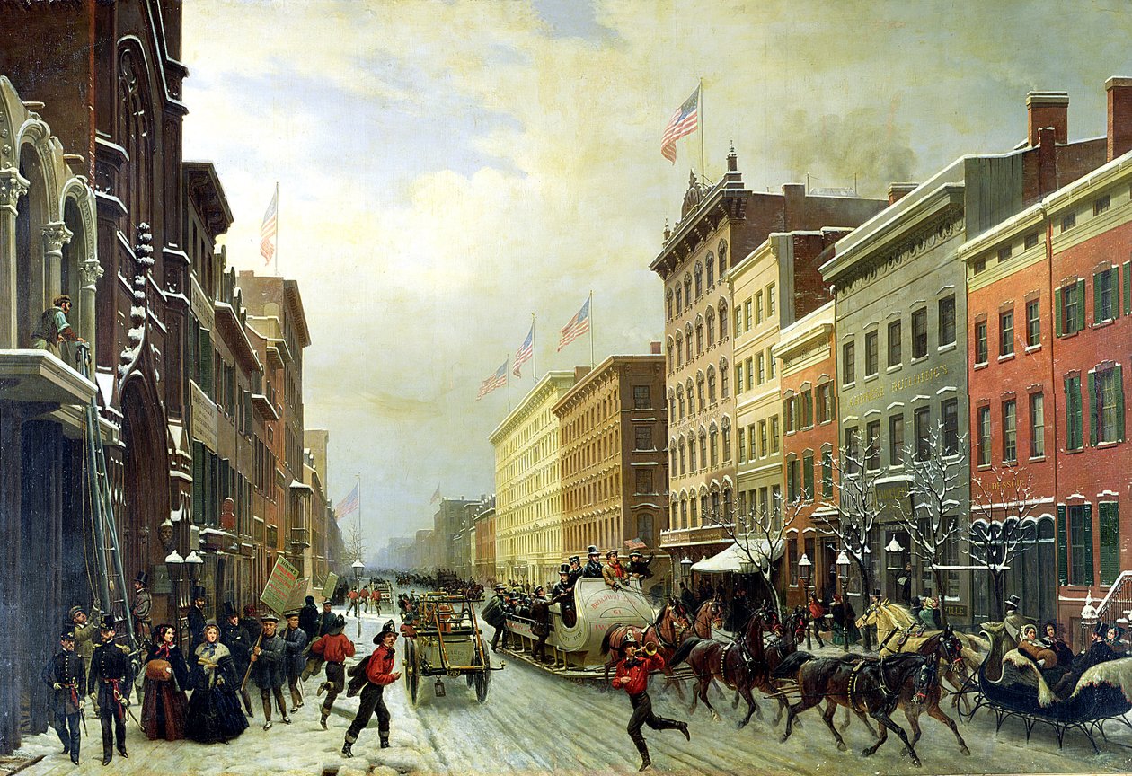 Scène de rue à New York - Hippolyte Victor Valentin Sebron