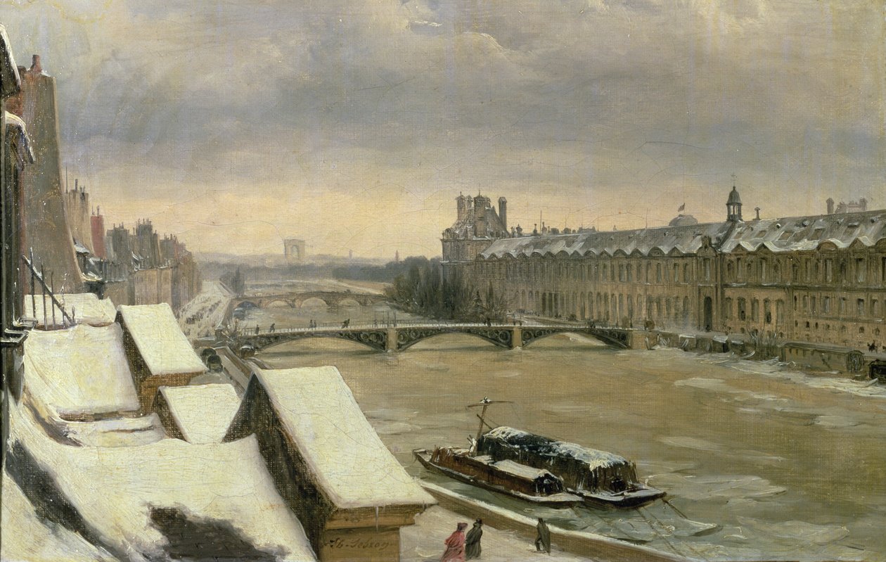 Vue du Louvre en hiver - Hippolyte Victor Valentin Sebron