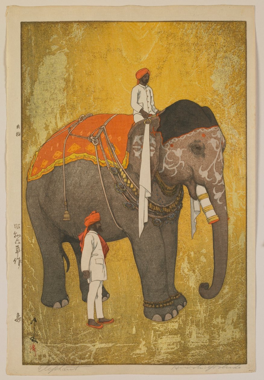 Éléphant, époque Showa - Hiroshi Yoshida