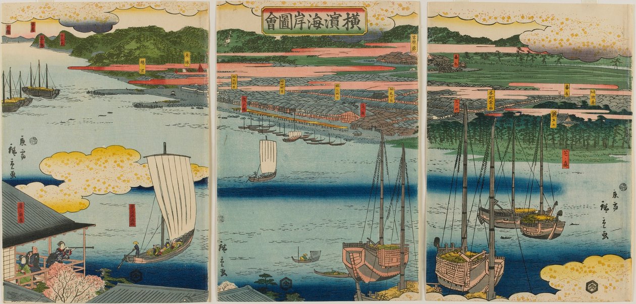 Image de la Côte de Yokohama, période Edo, 1860 - Hiroshige II
