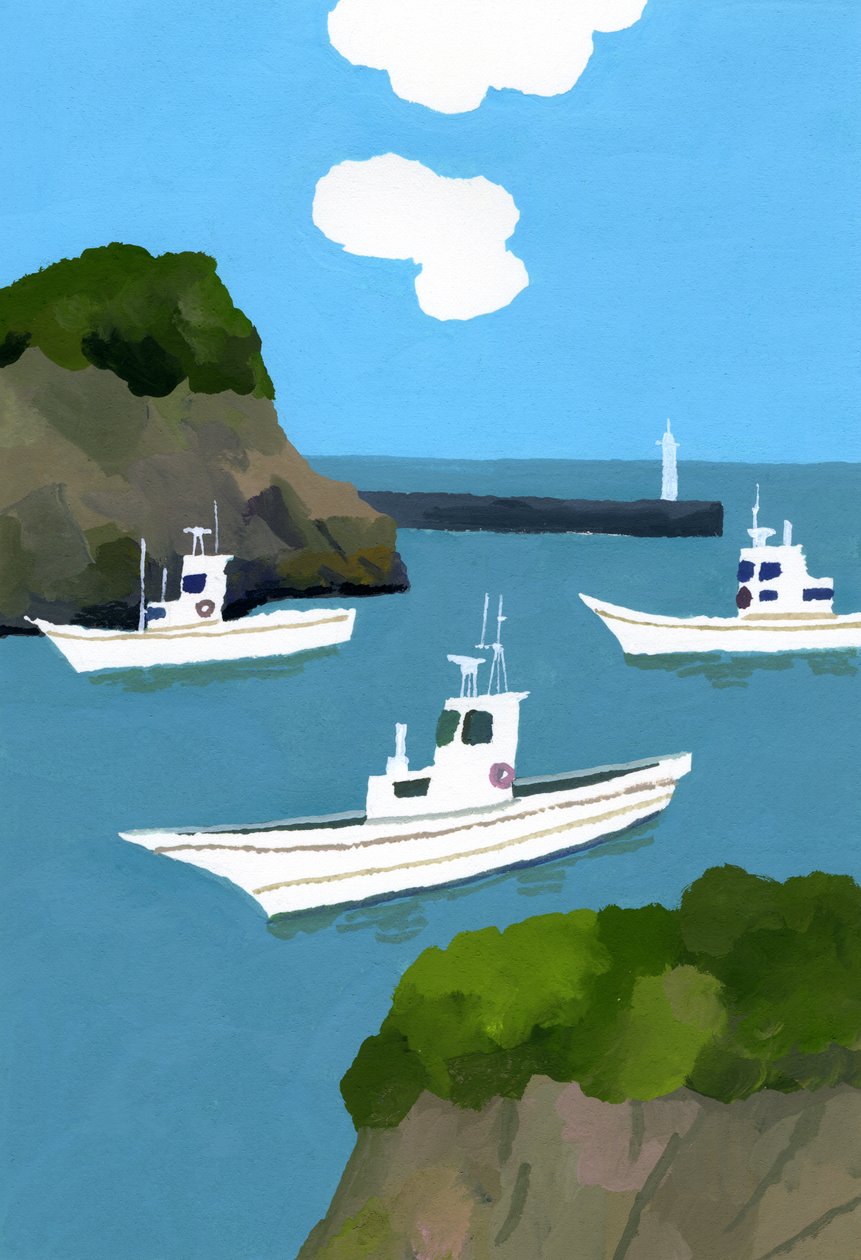 Trois bateaux de pêche - Hiroyuki Izutsu