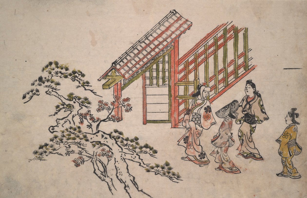 Près de la porte de New Yoshiwara - Hishikawa Moronobu