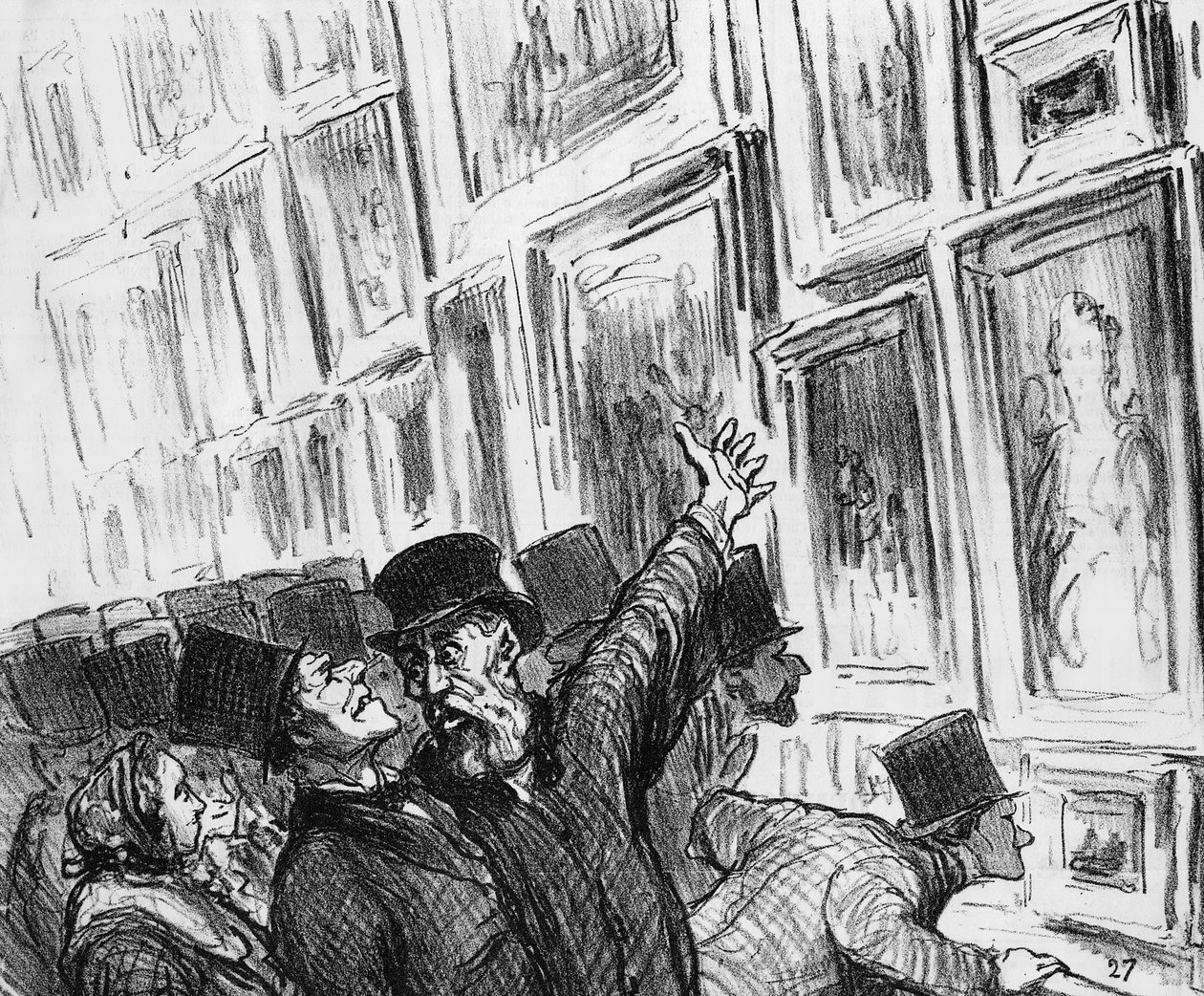Artiste réconforté au Salon de Paris de 1859 sur la position de son œuvre dans l
