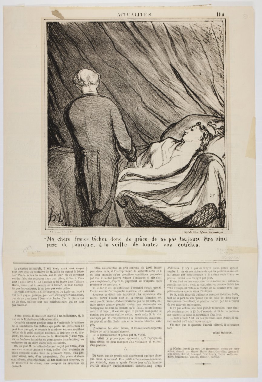 Ma chère France, tâchez donc de grâce de ne pas toujours être ainsi prise de panique, à la veille de toutes vos couches, 1870 - Honoré Daumier