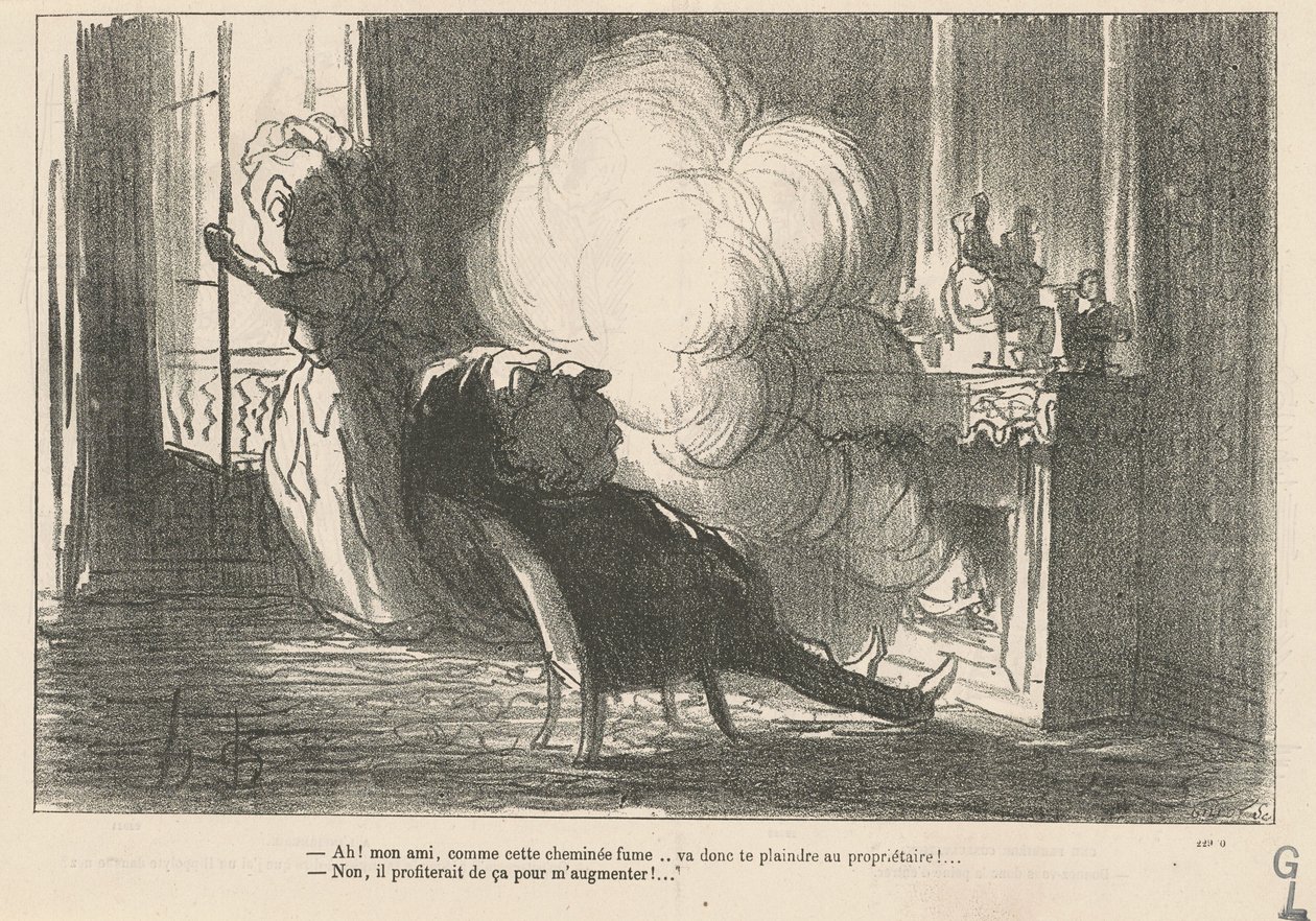 Ah! Comme cette cheminée fume... - Honoré Daumier