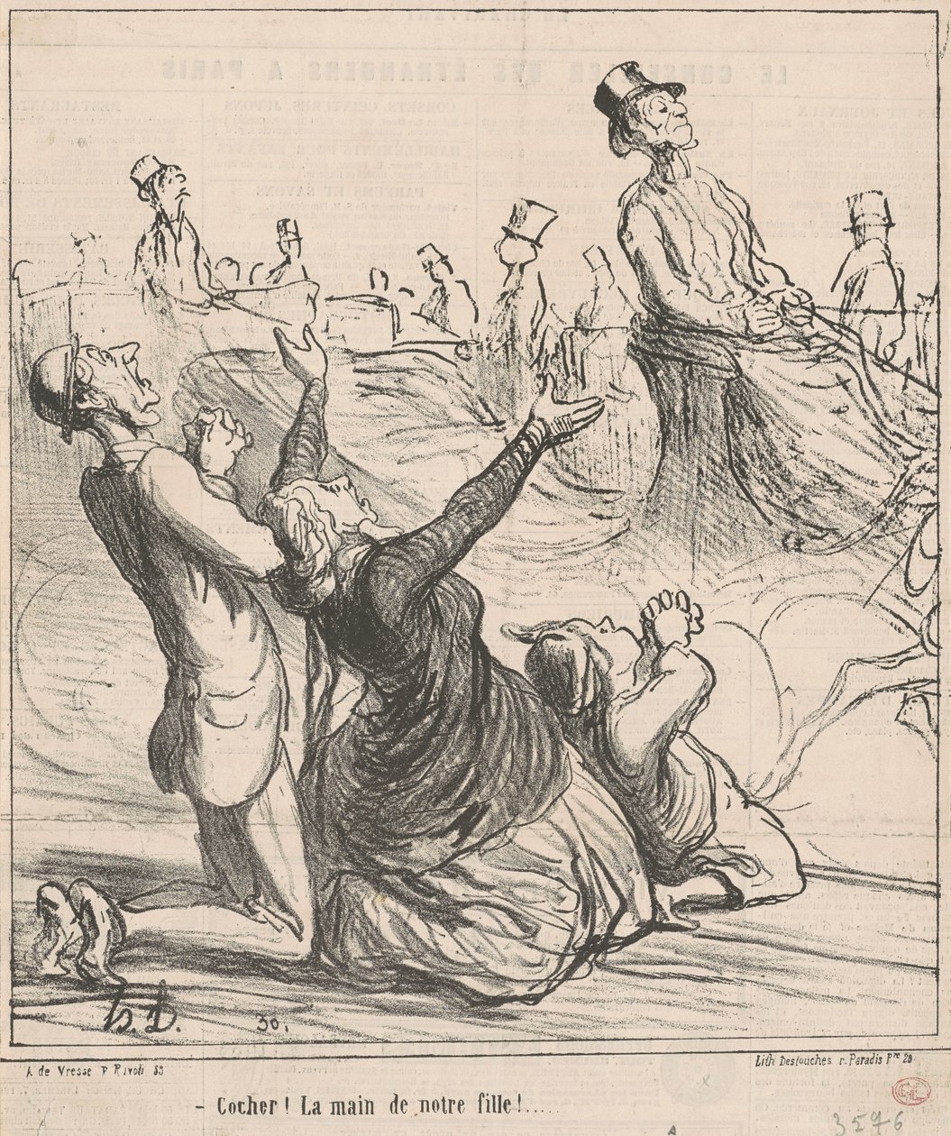 Cocher! La main de notre fille! - Honoré Daumier