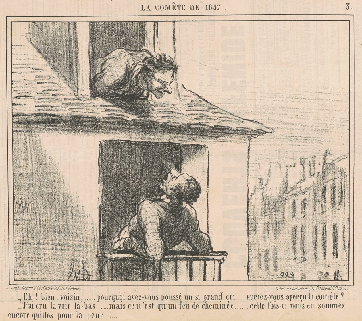 Eh! Bien, voisin ... pourquoi avez-vous poussé ... - Honoré Daumier