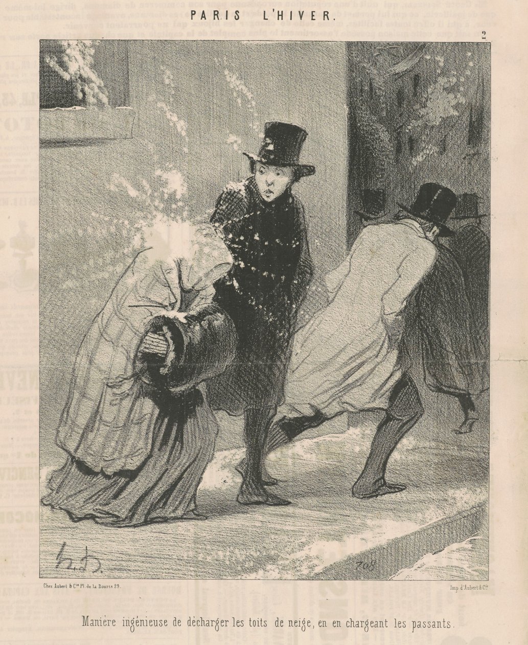 Manière ingénieuse de décharger les toits - Honoré Daumier