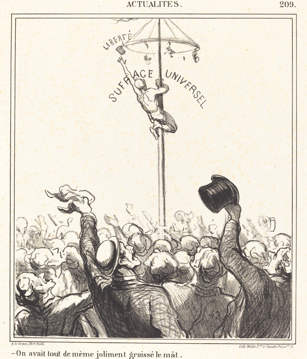On avait... joliment graissé le mât - Honoré Daumier
