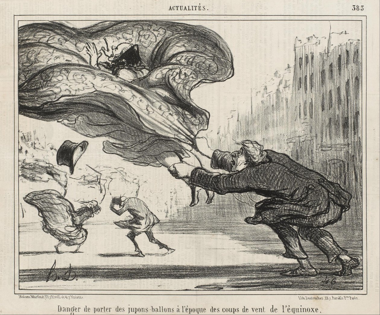 Le danger de porter des jupes à cerceaux... - Honoré Daumier