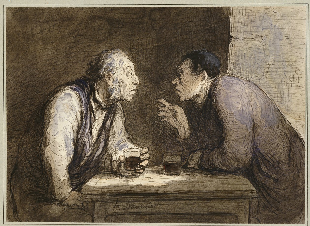 Deux buveurs, vers 1857-69 - Honoré Daumier