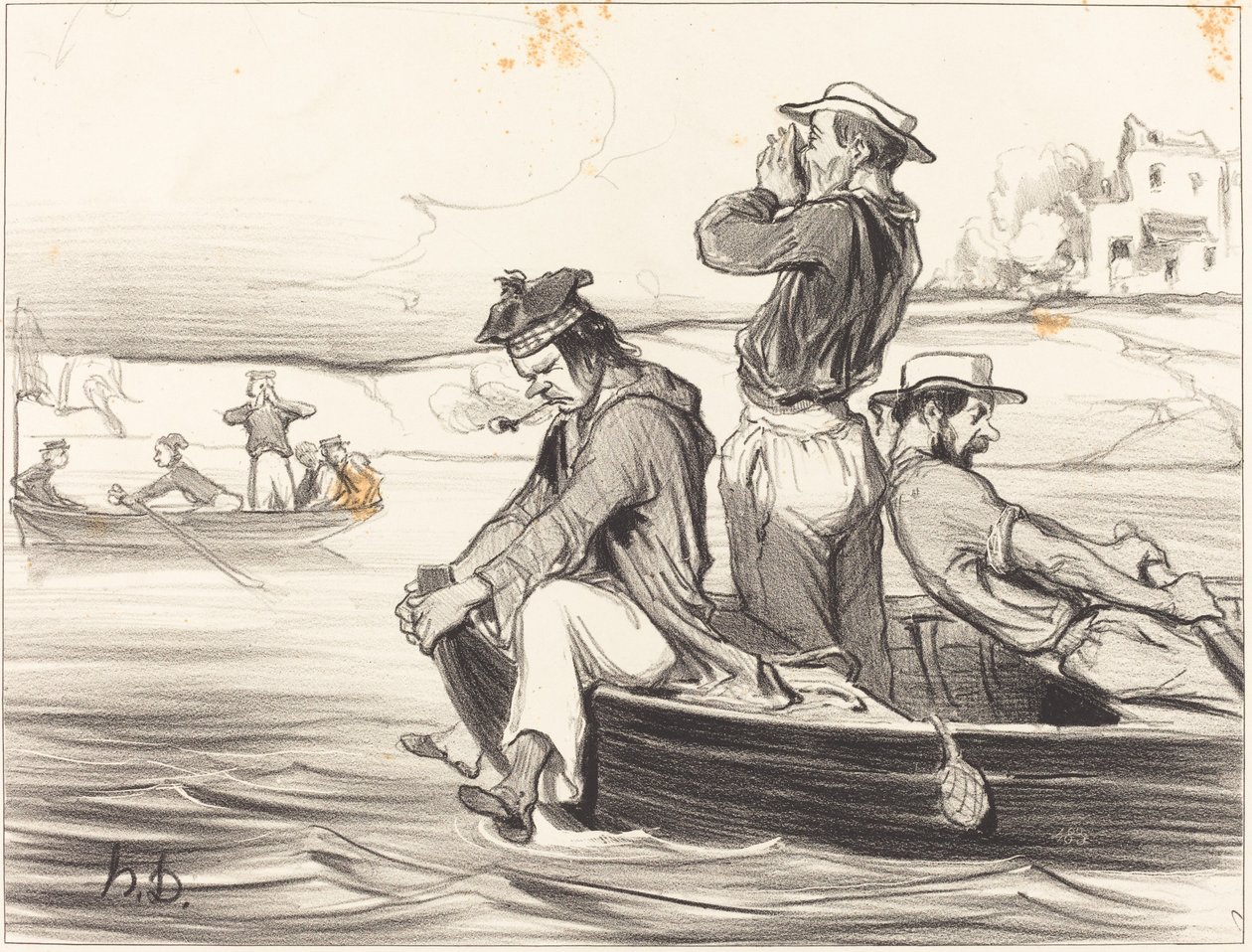 Une Rencontre en pleine eau - Honoré Daumier