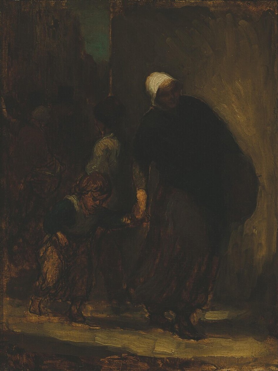 Scène de rue, vers 1864 (huile sur panneau) - Honoré Daumier
