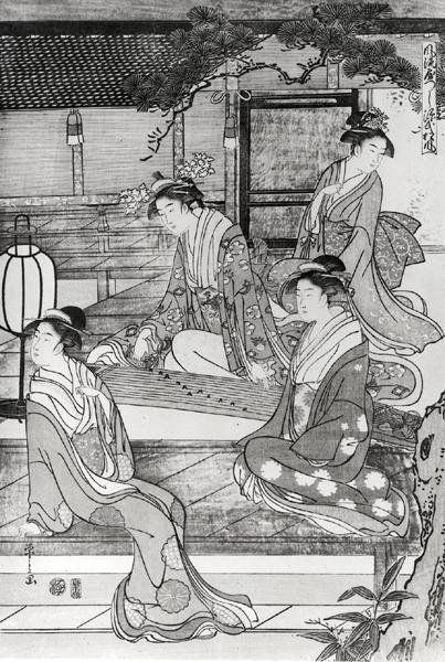 Femme jouant du koto - Hosoda Eishi