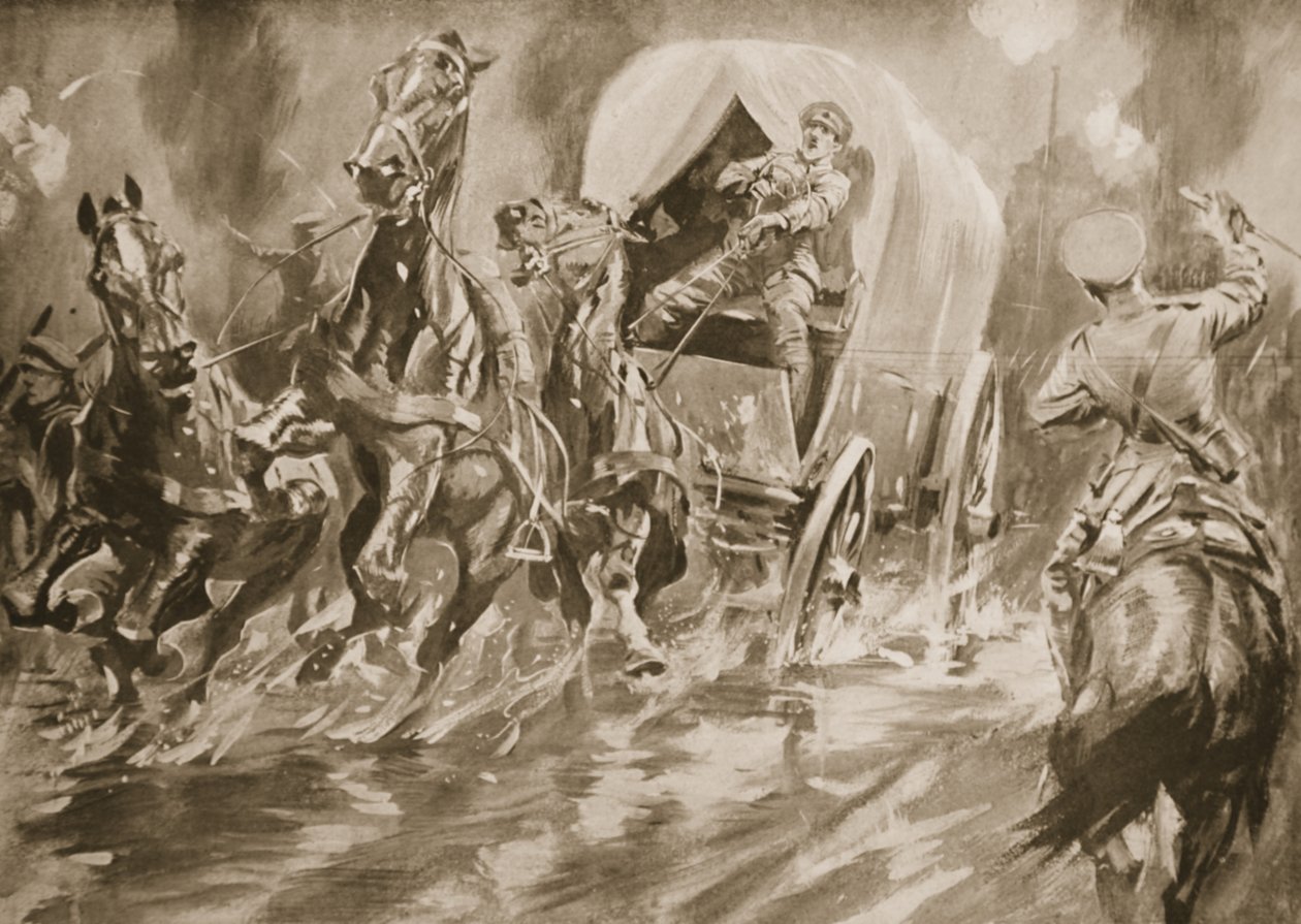 Le soldat Fitch conduisant un chariot de transport après que le conducteur a été abattu - Howard K. Elcock