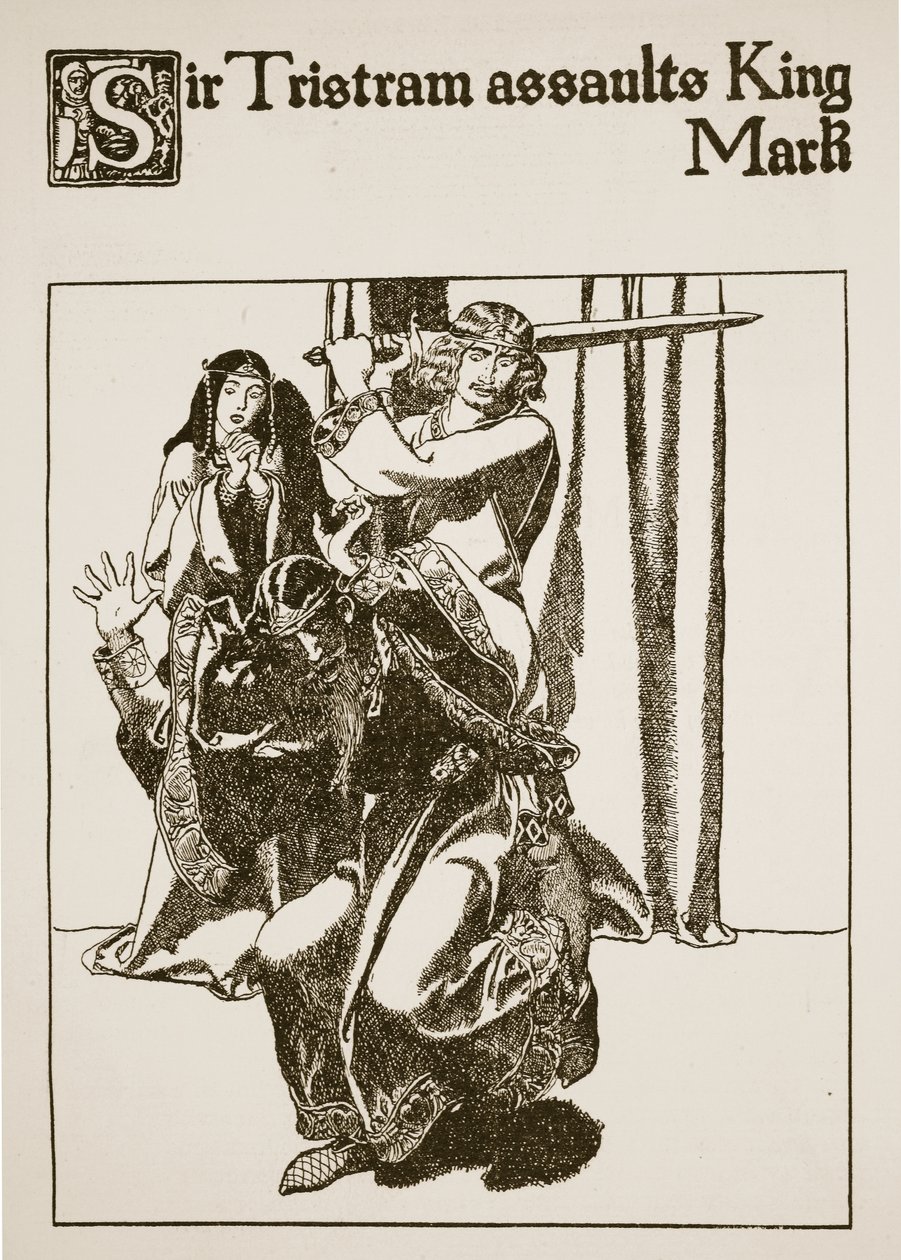 Sir Tristram attaque le roi Marc, illustration de 