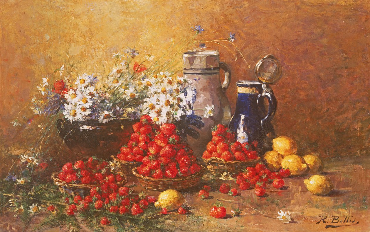 Nature morte de fleurs et de fruits - Hubert Bellis