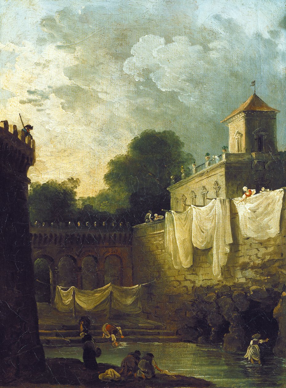 Blanchisseuses dans le fossé d