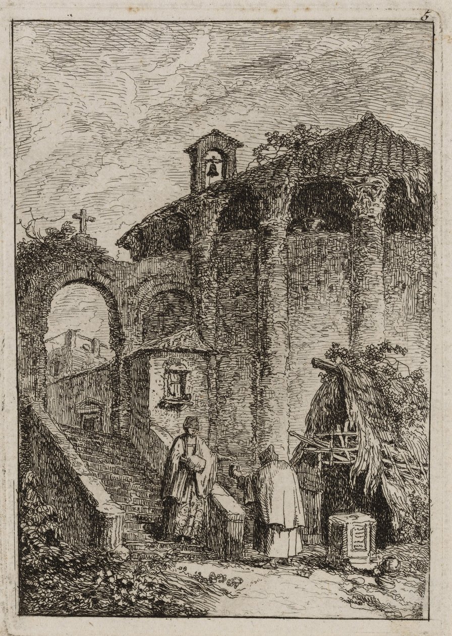 Planche cinq des Soirées à Rome - Hubert Robert