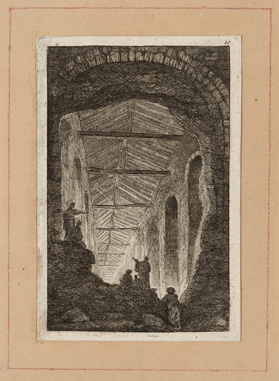 Planche dix de Soirées à Rome - Hubert Robert