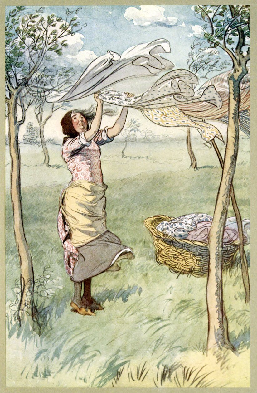 Je lave, essore... Et je fais tout moi-même, des Joyeuses Commères de Windsor, pub. 1910 - Hugh Thomson