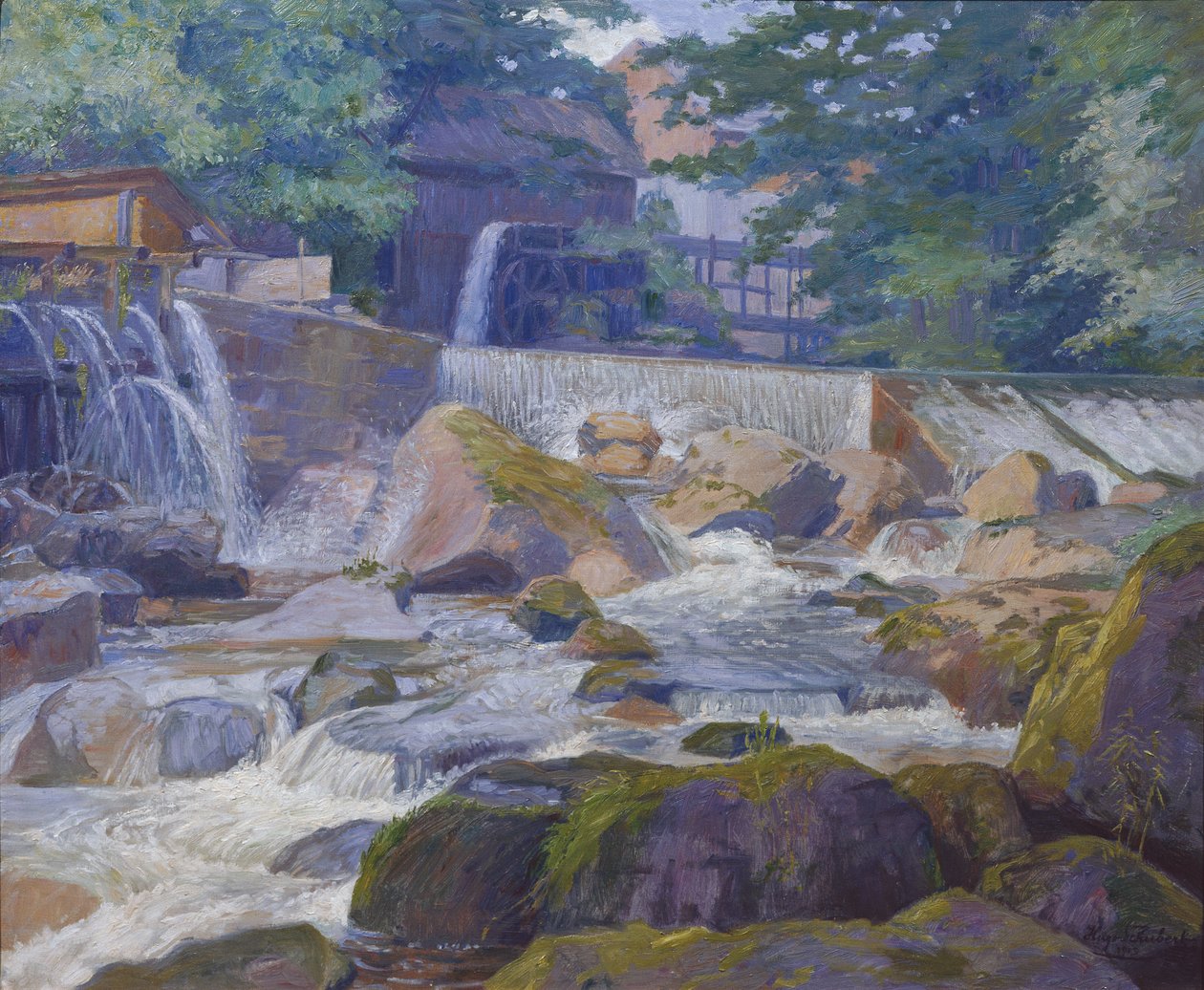 Barrage fluvial avec moulin, Klam près de Grein - Hugo Schubert