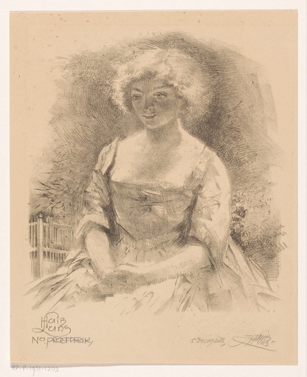 Fille assise - Huib Luns (signed by artist)