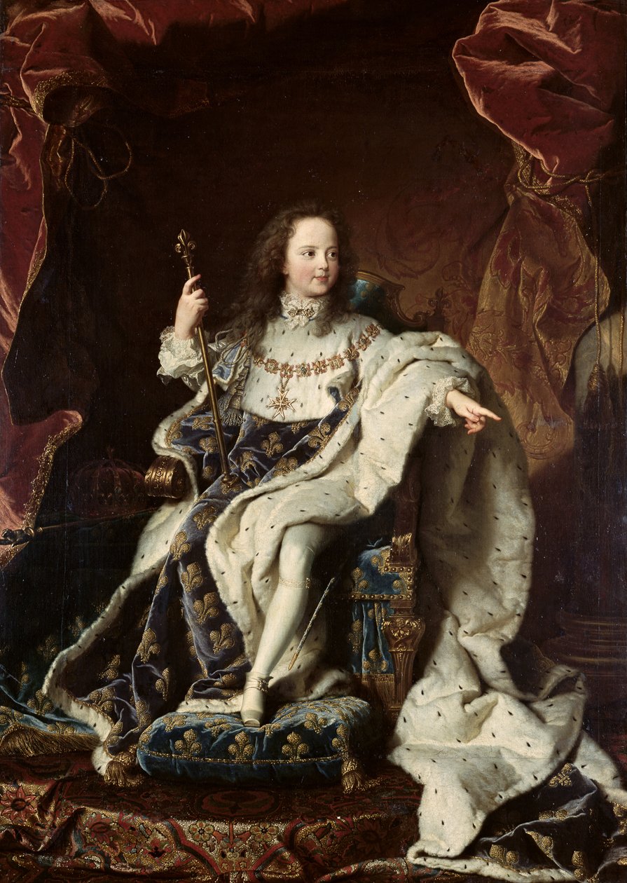Portrait de Louis XV (1710-74) en robes de couronnement, 1715 - Hyacinthe Francois Rigaud