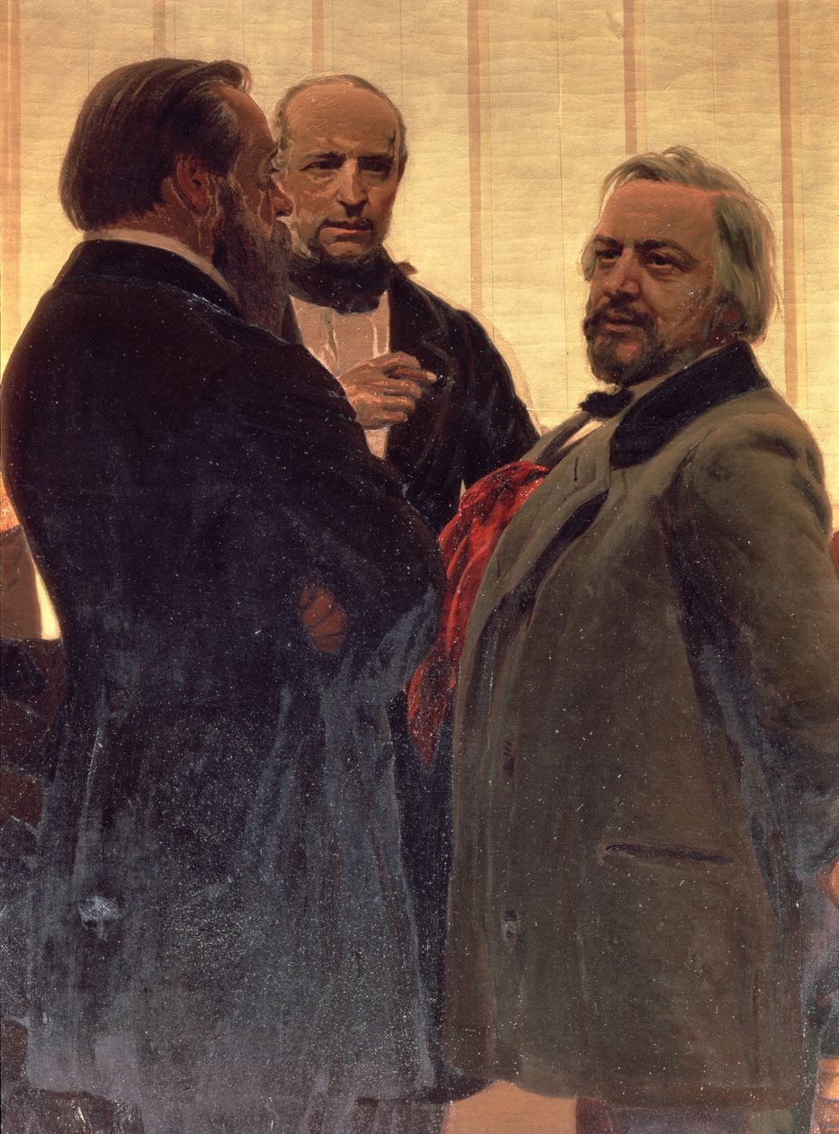 Vladimir Odoevsky, Mily Balakirev et Mikhail Ivanovich Glinka (détail) - Ilya Efimovich Repin