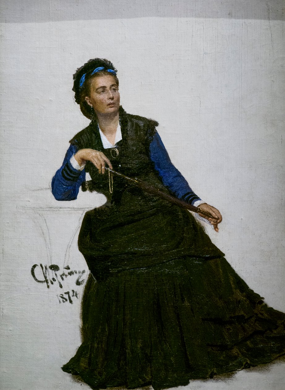 Dame jouant avec son parapluie - Ilya Efimovich Repin