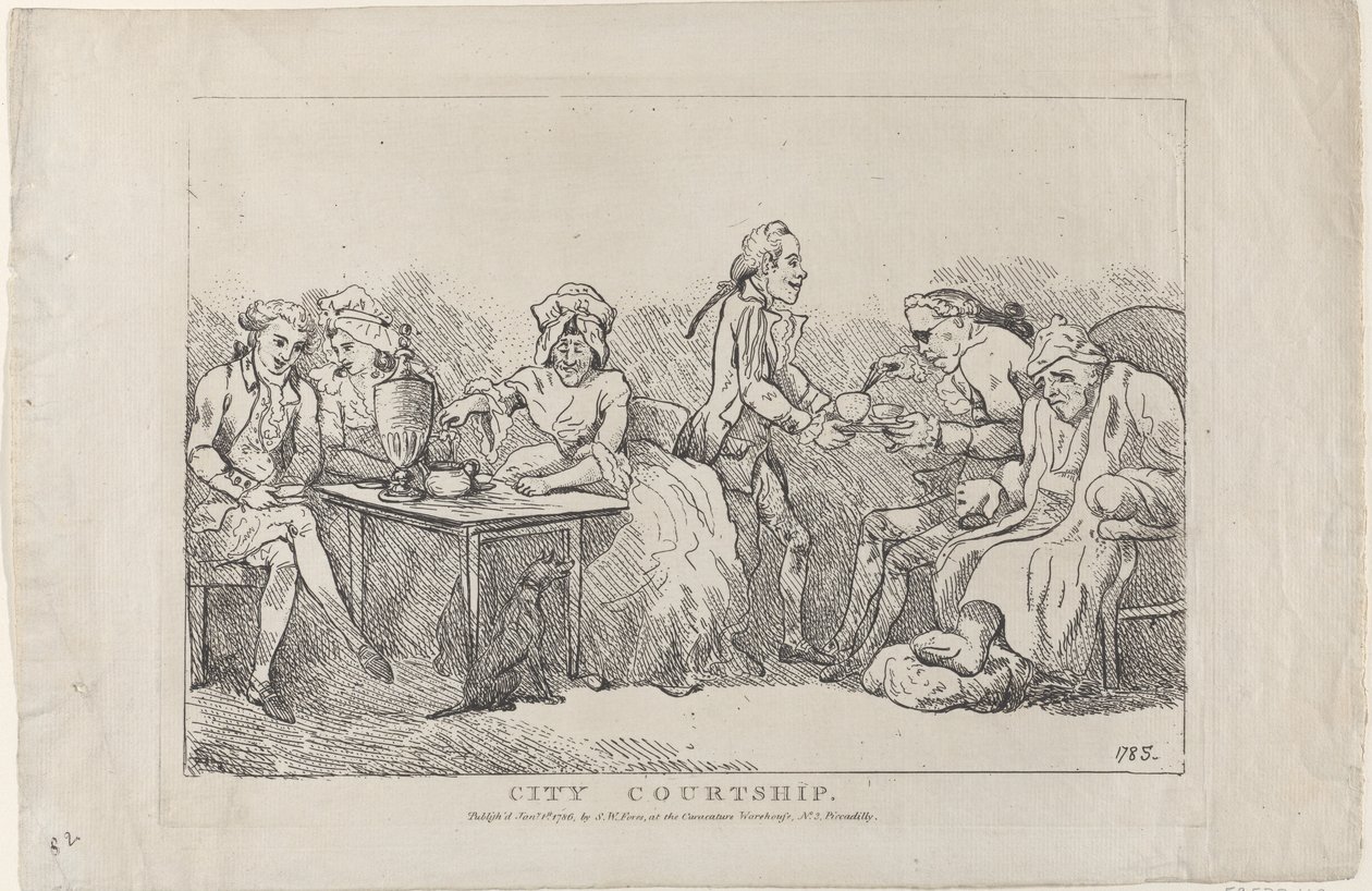 Cour amoureuse en ville, 1786 - Imitator of Thomas Rowlandson.