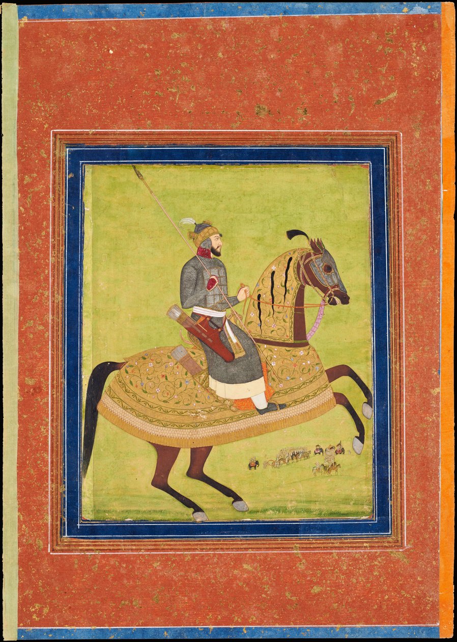 Prince Azam Shah à cheval - Indian Art