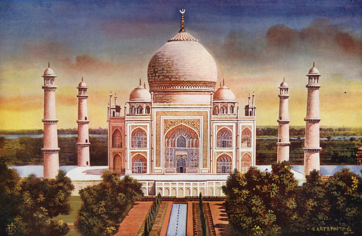 Agra : Taj Mahal, vue générale (photo couleur) - Indian photographer