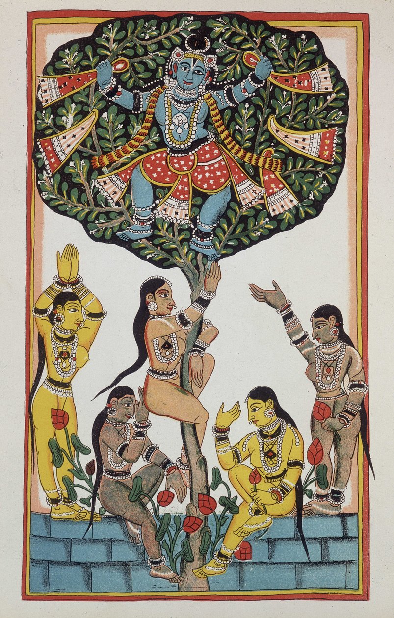 Krishna et 5 déesses - Indian School