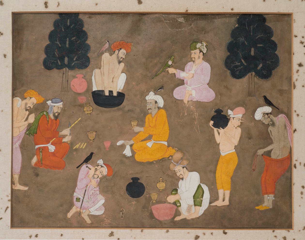 Neuf hommes préparant du bhang - Indian School