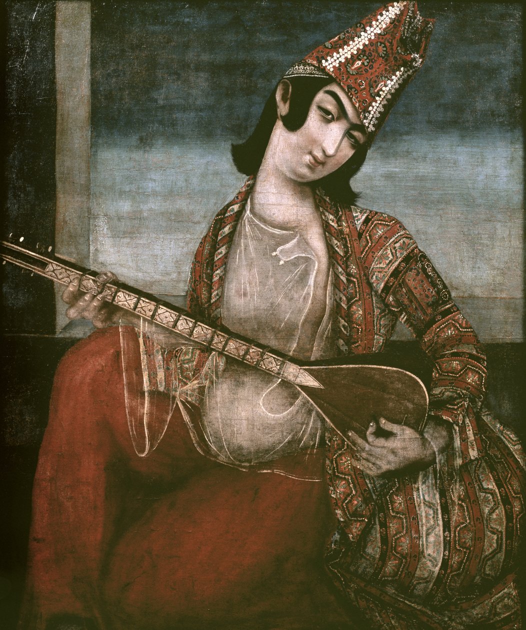 Jeune femme jouant de la guitare - Iranian School