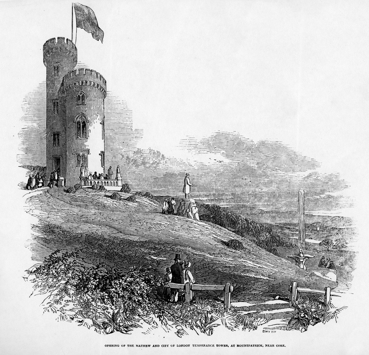 Ouverture de la tour de tempérance Mathew et City of London, à Mount Patrick, près de Cork, 1846 - Irish School