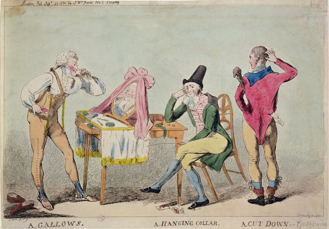 Caricature des aristocrates français émigrés en Angleterre pendant la Révolution, 1791 - Isaac Cruikshank