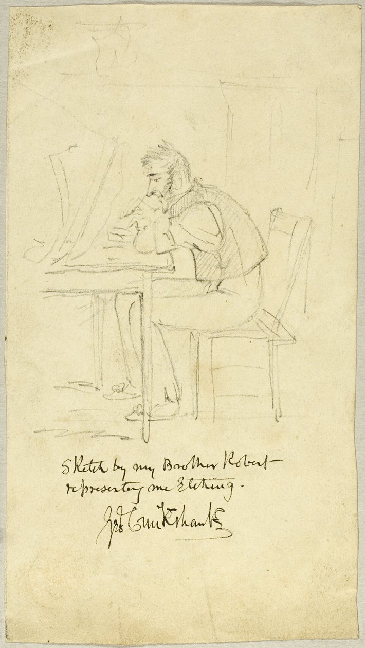George Cruikshank faisant une gravure - Isaac Robert Cruikshank