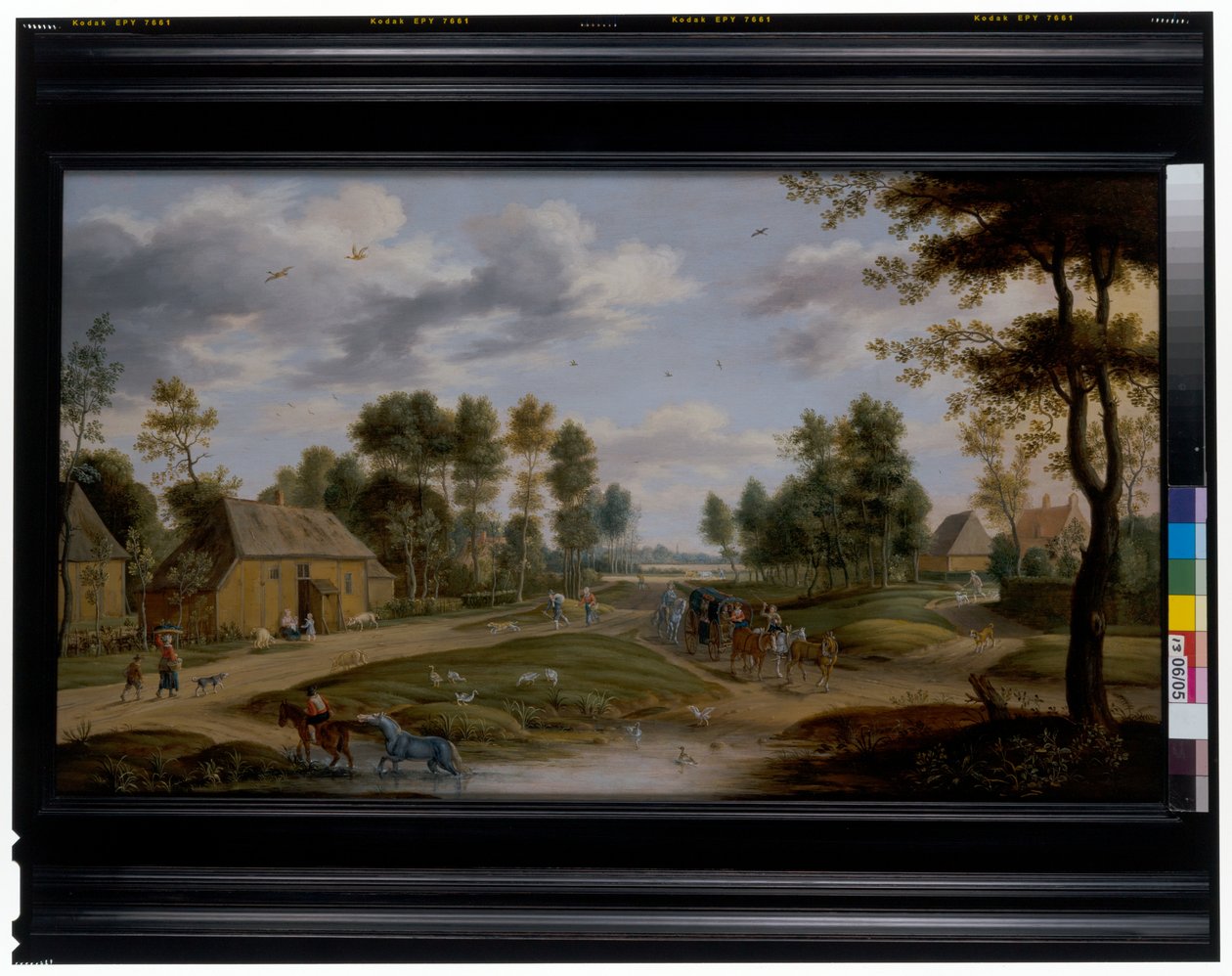 Paysage de village avec une calèche - Isaak van Oosten
