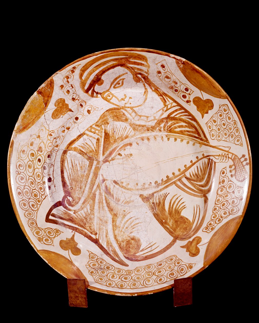 Assiette en céramique avec un joueur de luth - Islamic School