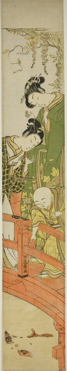 Nourrir les carpes à Kameido - Isoda Koryusai