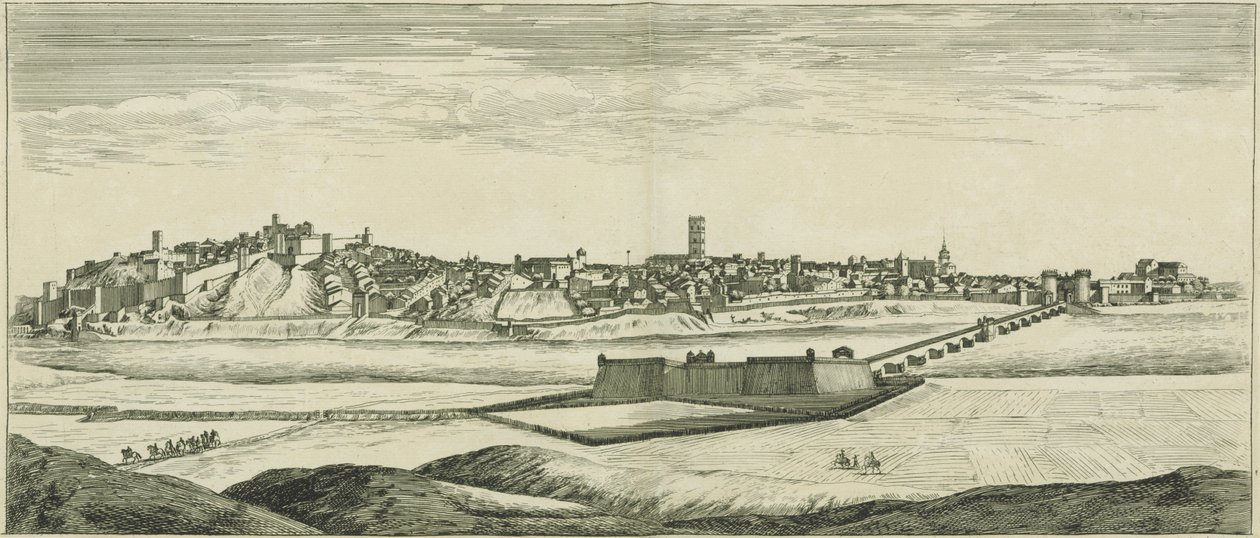 Profil de la ville de Badajoz en Espagne - Israël Silvestre the Younger