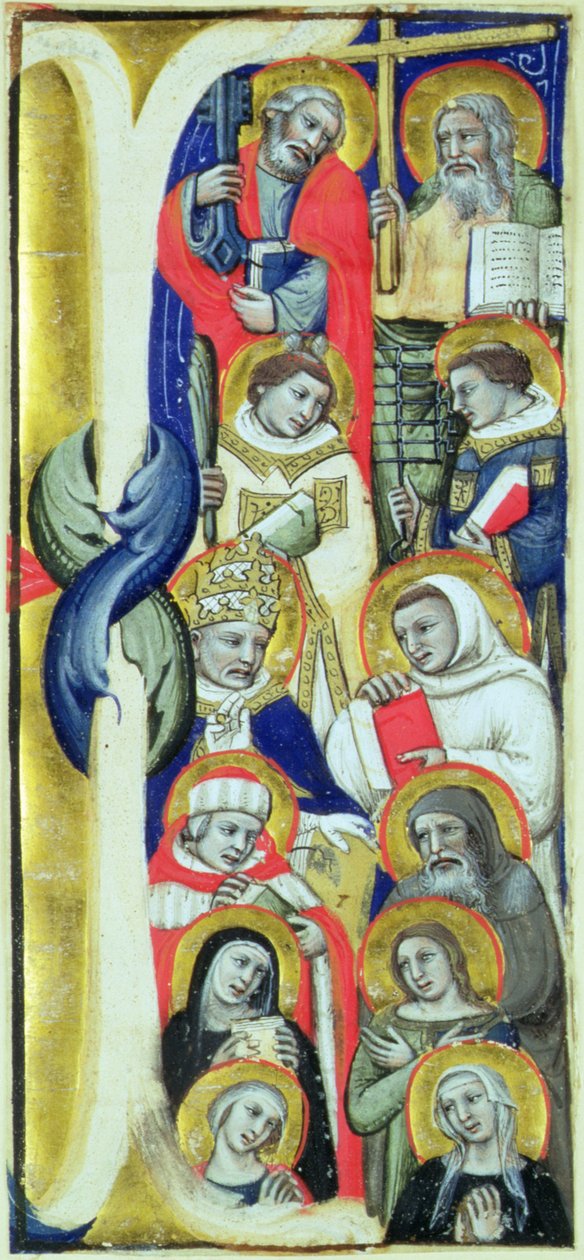 Frise avec médaillons représentant le Christ, Saint Pierre, Saint Paul et les disciples, et la Vierge Marie - Italian School