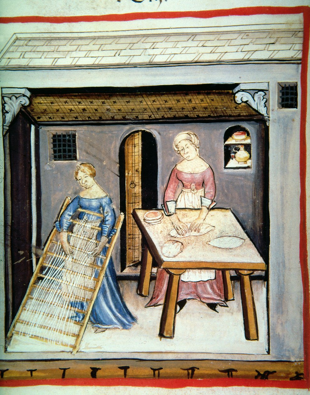 Préparation des pâtes, du Tacuinum Sanitatis Codex Vindobonensis - Italian School