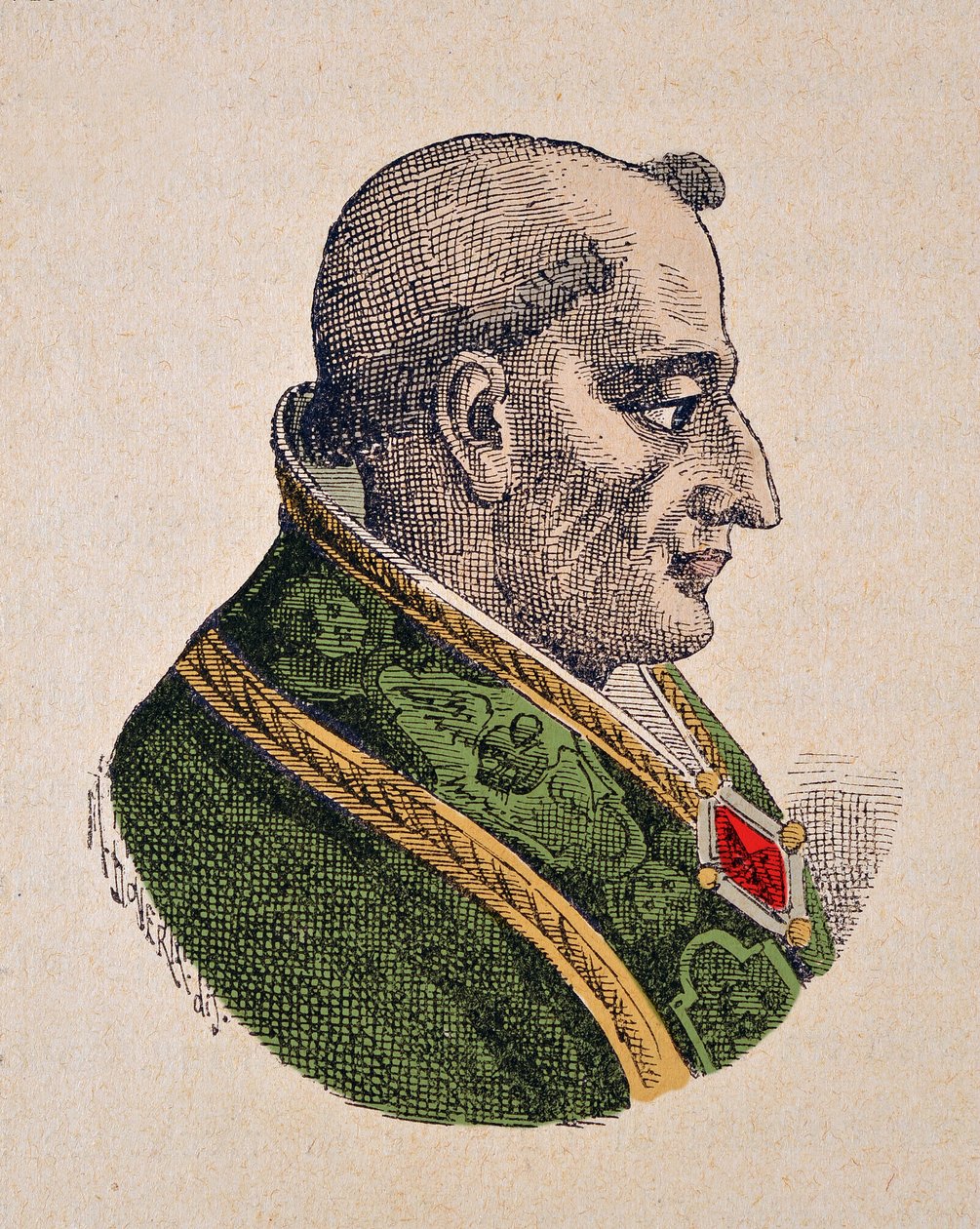 Portrait du Pape Pie III (Pius ou Pio) (1503), 1898 (gravure avec coloration ultérieure) - Italian School